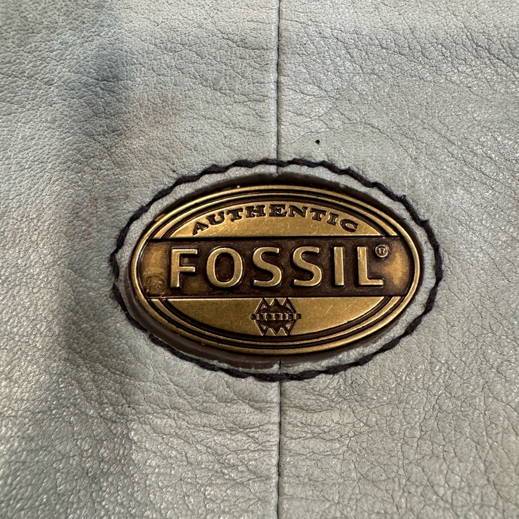 Fossil Sea Green Leather Bag With Gold Logo
